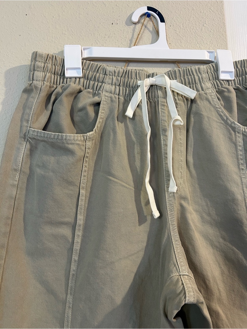Wide Leg Drawstring Pants — Khaki Green - Picture 4 of 5